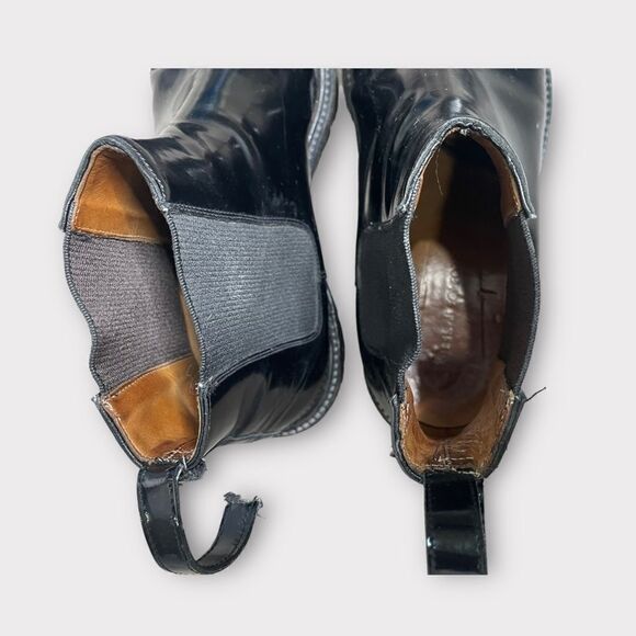 Creatures of Comfort Black Patent Leather Ankle Pull On Moto Boots - Picture 8 of 16